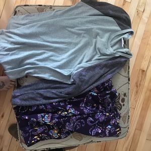 Lularoe small baseball tee and os leggings